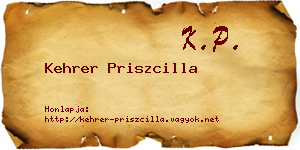 Kehrer Priszcilla névjegykártya